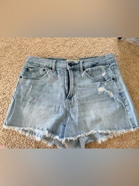 Abercrombie & Fitch Light Blue Distressed Denim Shorts